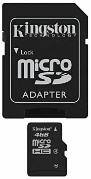 KINGSTON Memory Card MicroSD SDC4/4GB, Class 4, SD Adapter